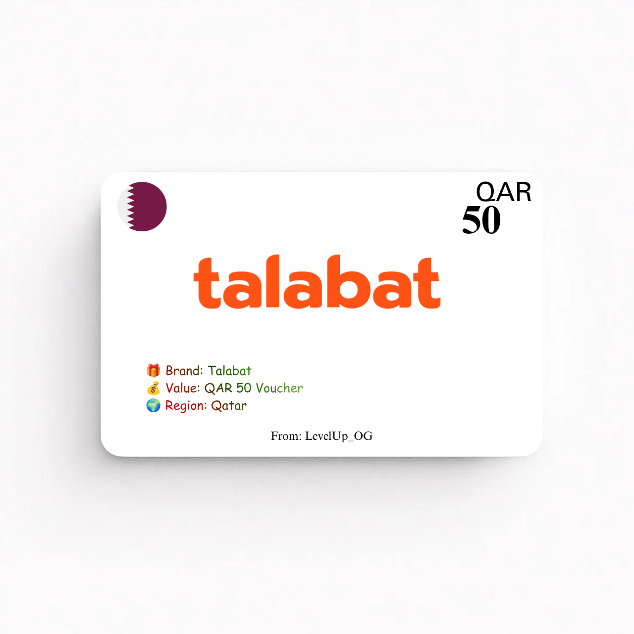 Talabat | QAR 50 Voucher | Qatar