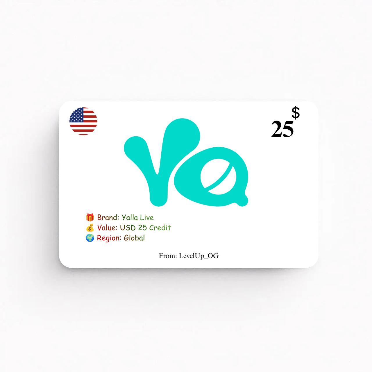 Yalla Live | USD 25 Credit | Global