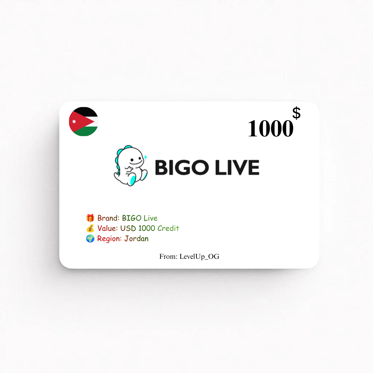 BIGO Live | USD 1000 Credit | Jordan