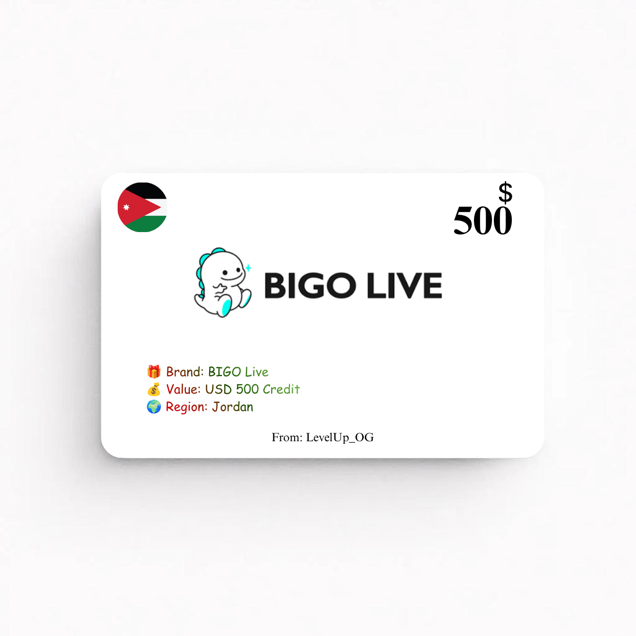BIGO Live | USD 500 Credit | Jordan