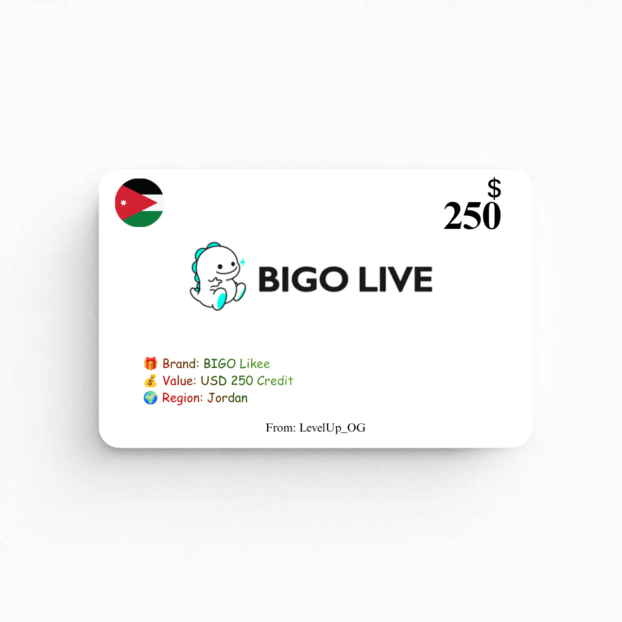 BIGO Likee | USD 250 Credit | Jordan