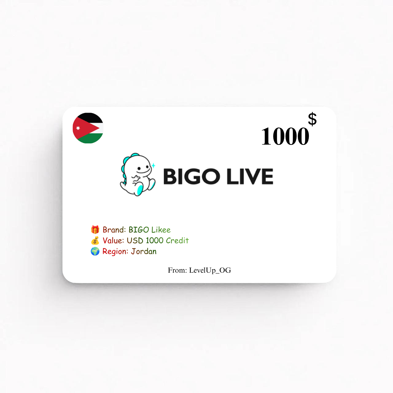 BIGO Likee | USD 1000 Credit | Jordan