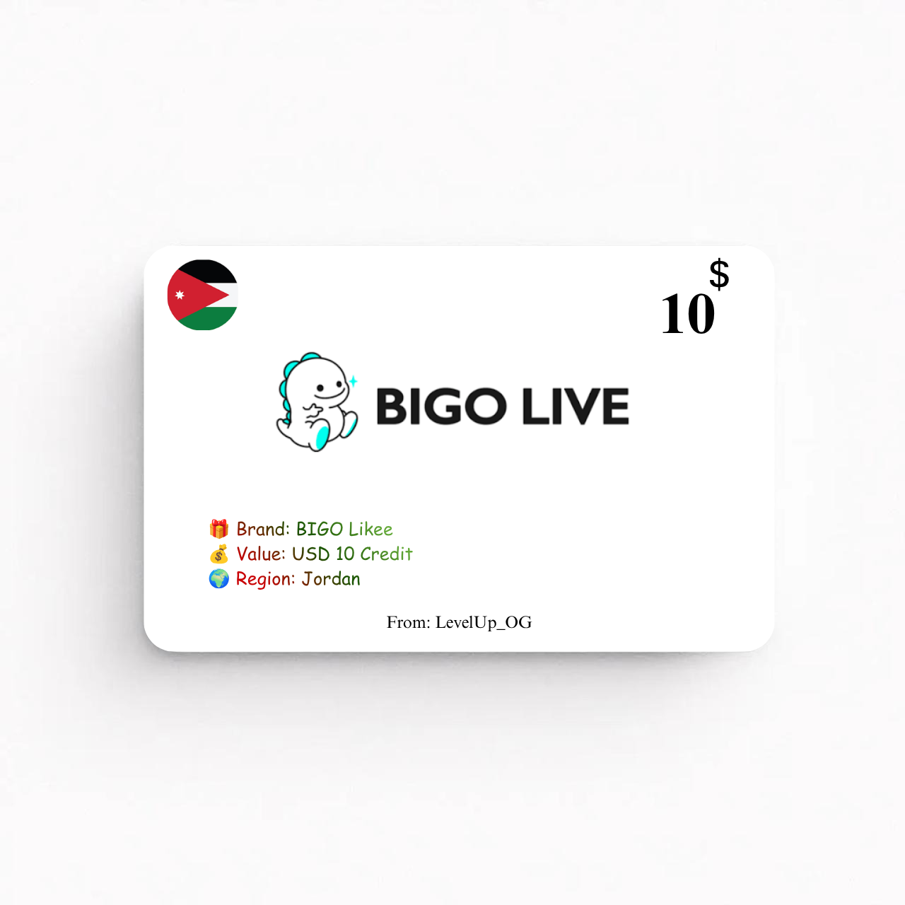 BIGO Likee | USD 10 Credit | Jordan