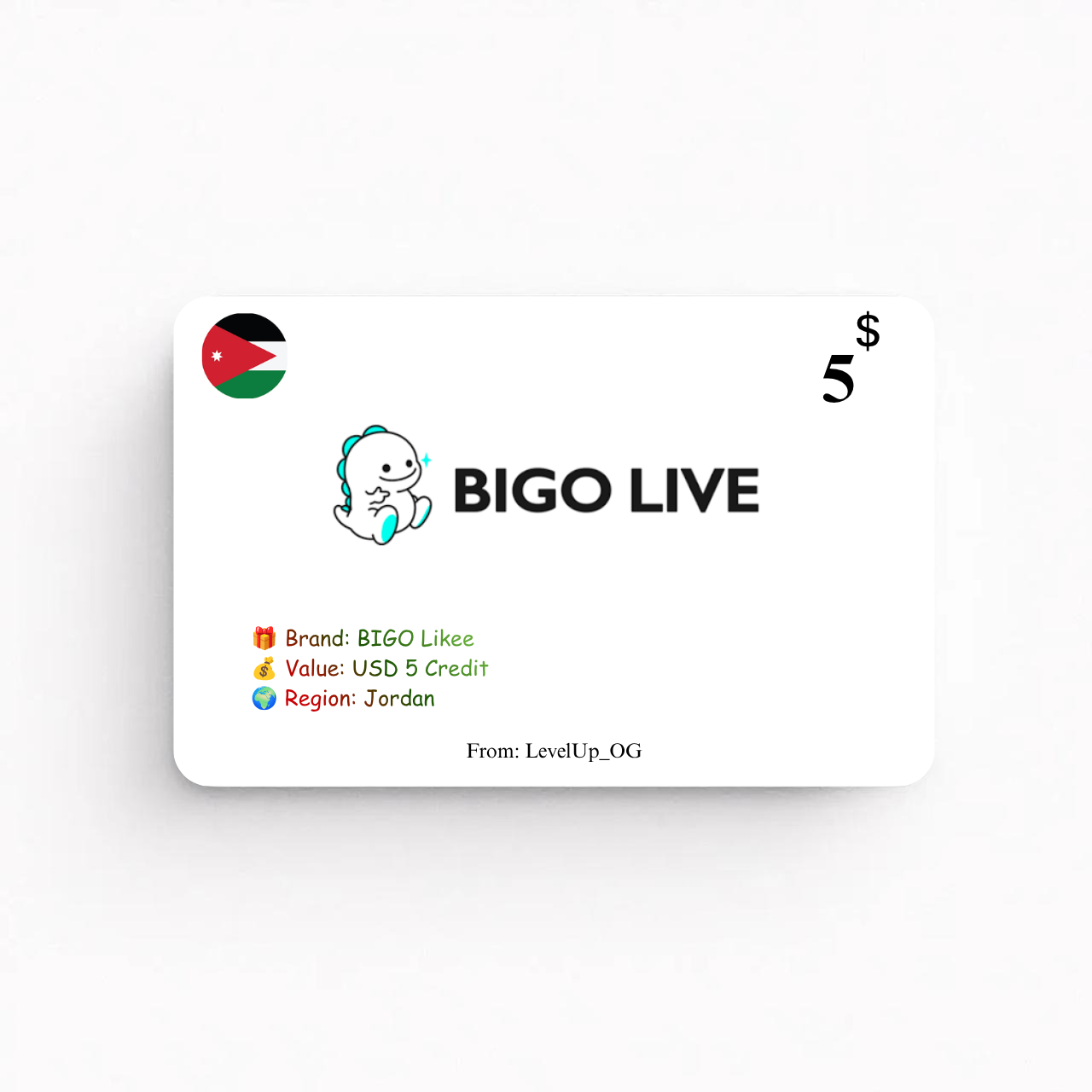 BIGO Likee | USD 5 Credit | Jordan