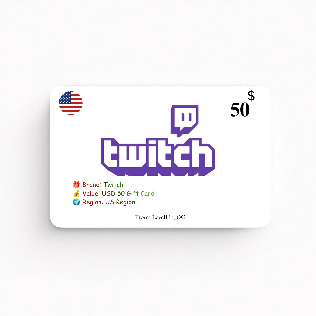 Twitch | USD 50 Gift Card | US Region