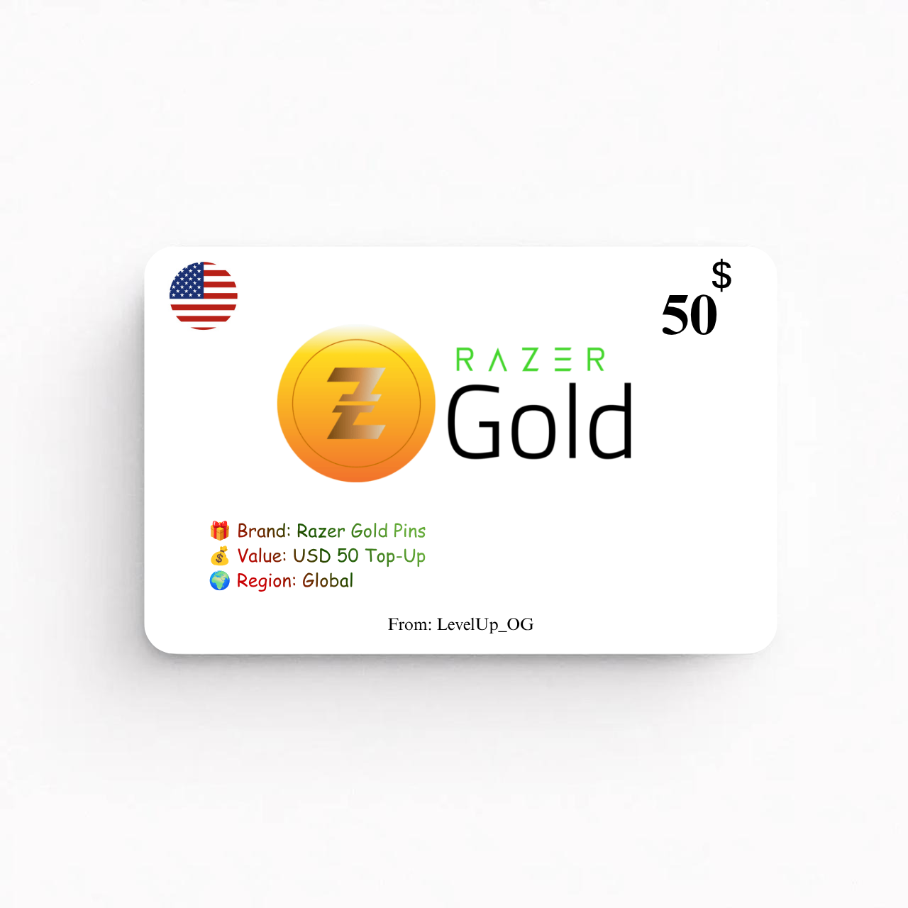 Razer Gold Pins | USD 50 Top-Up | Global