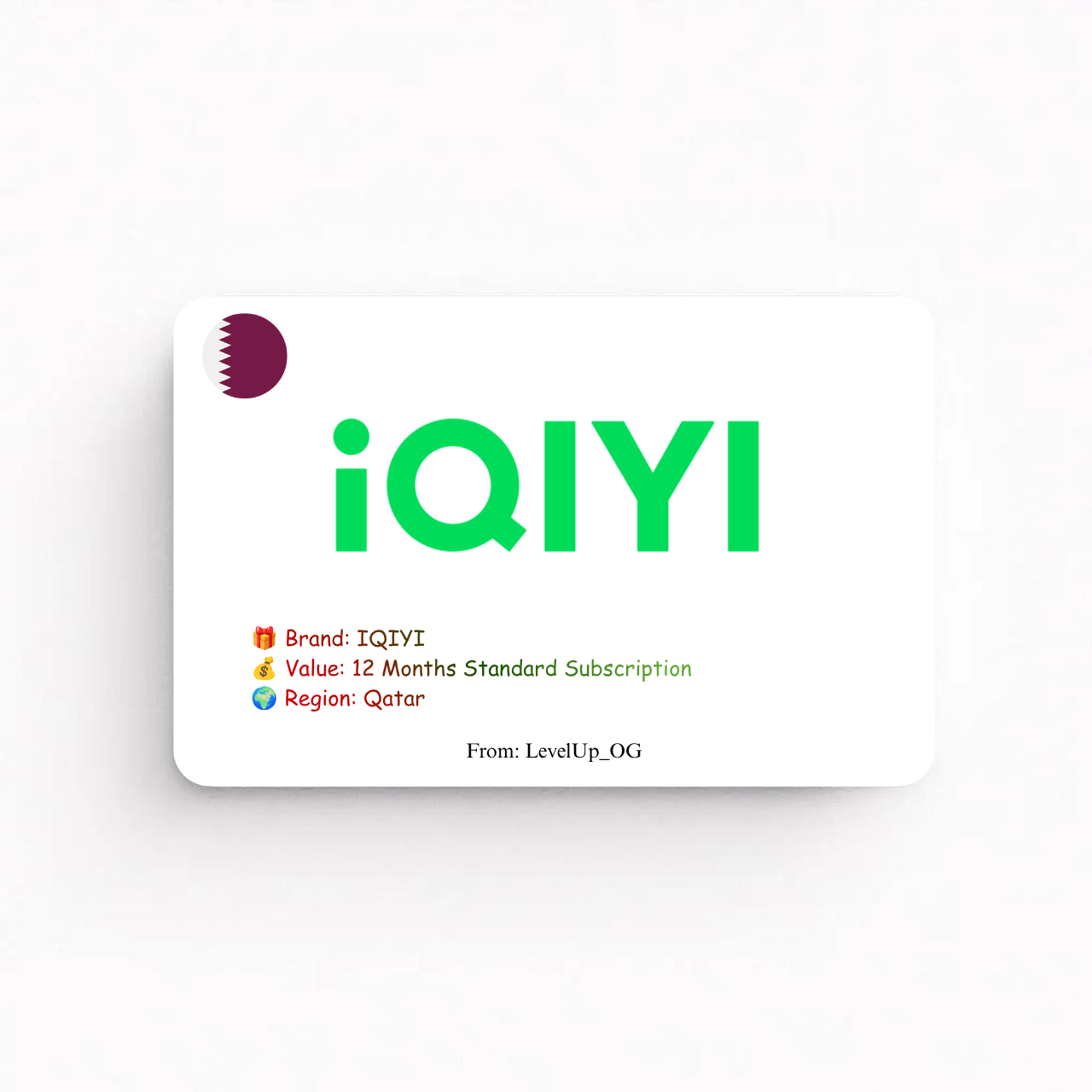 IQIYI | 12 Months Standard Subscription | Qatar