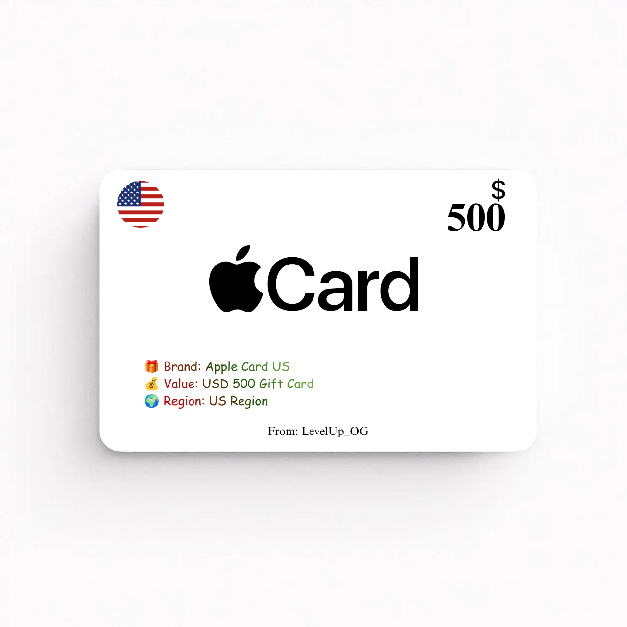 Apple Card US | USD 500 Gift Card | US Region