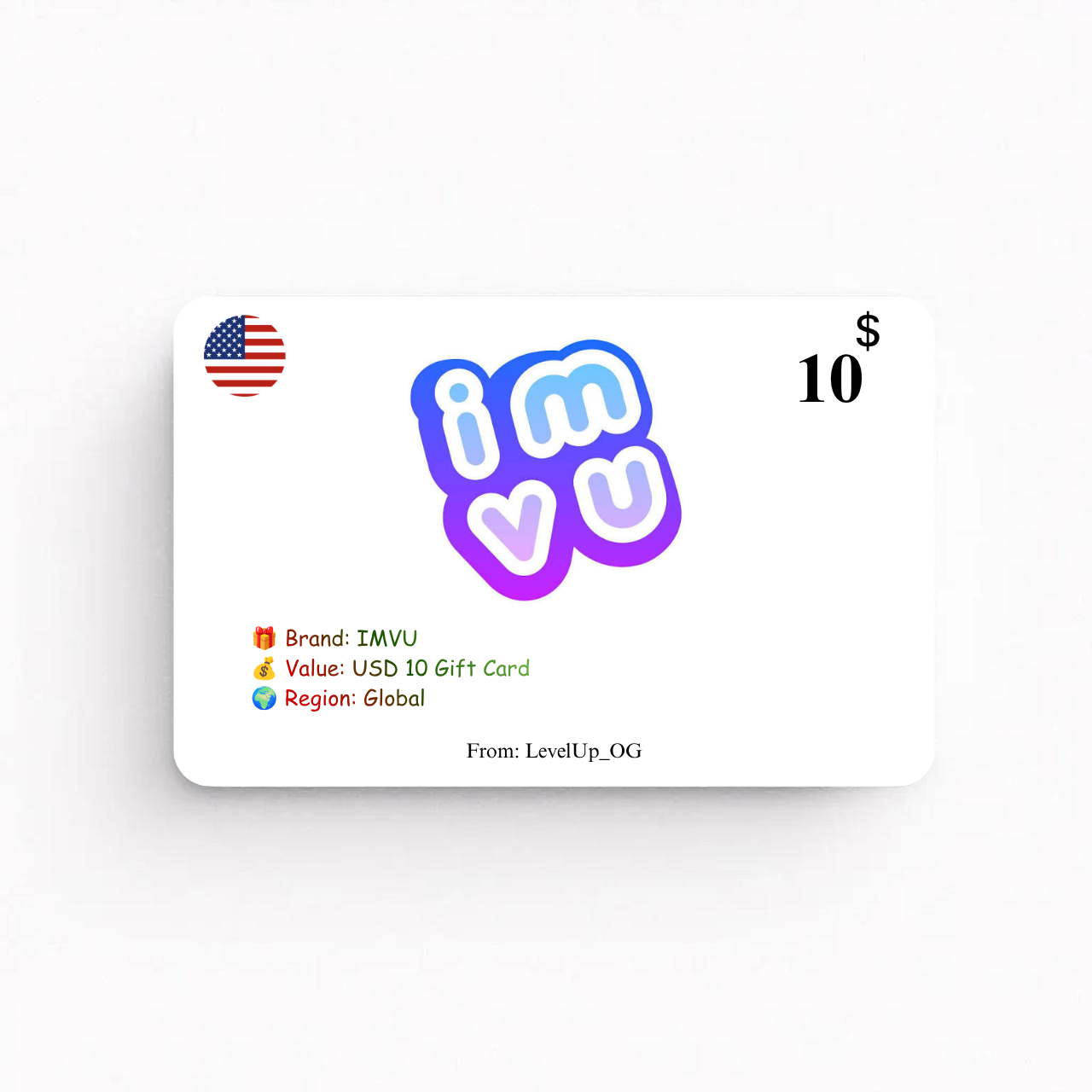 IMVU | USD 10 Gift Card | Global