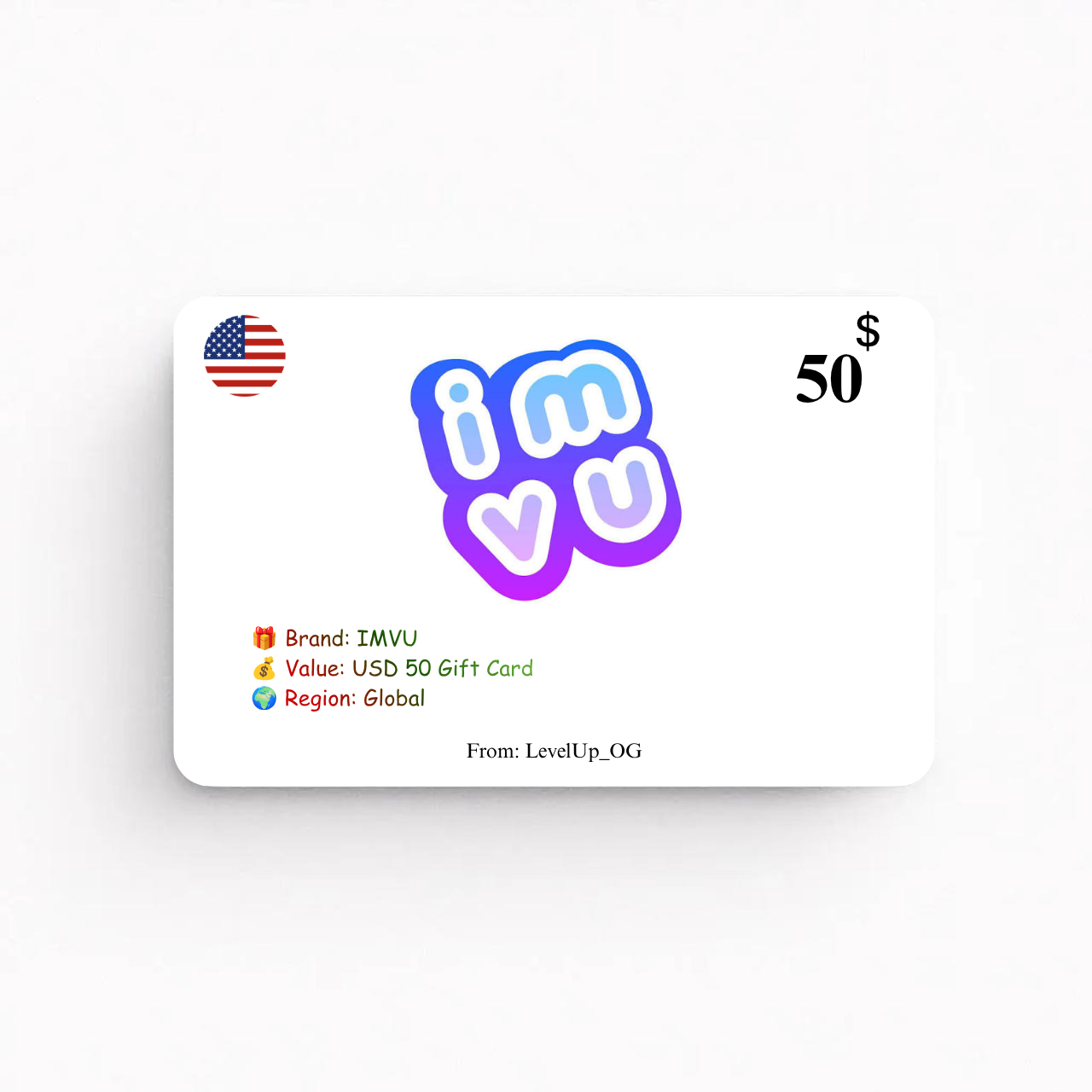 IMVU | USD 50 Gift Card | Global