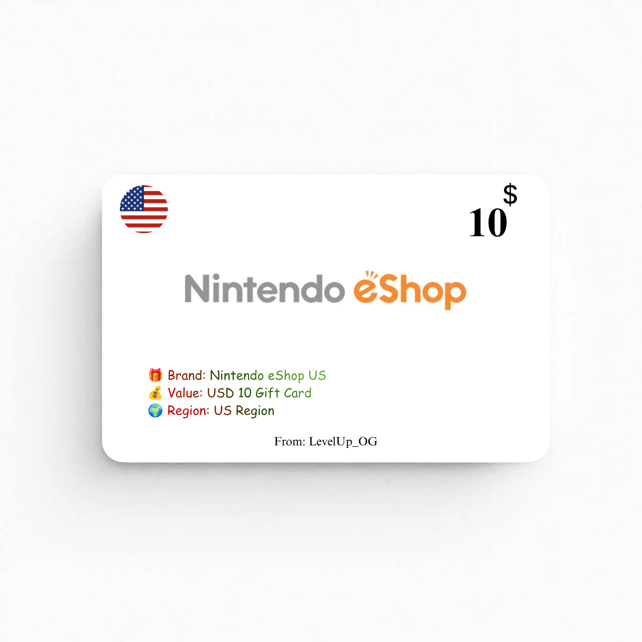 Nintendo eShop US | USD 10 Gift Card | US Region