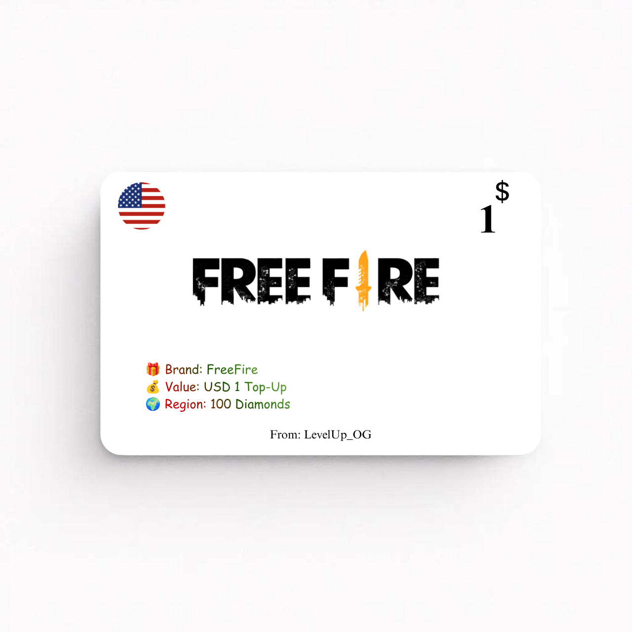 FreeFire | USD 1 Top-Up | 100 Diamonds