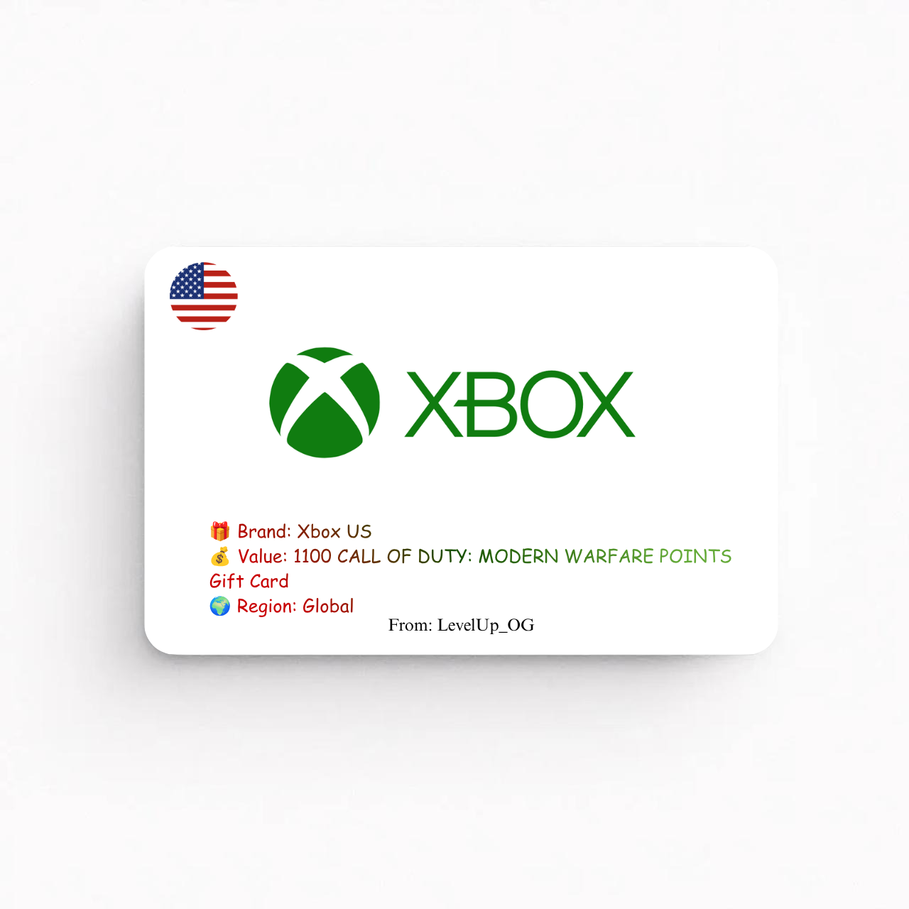 Xbox US | 1100 CALL OF DUTY: MODERN WARFARE POINTS Gift Card | Global