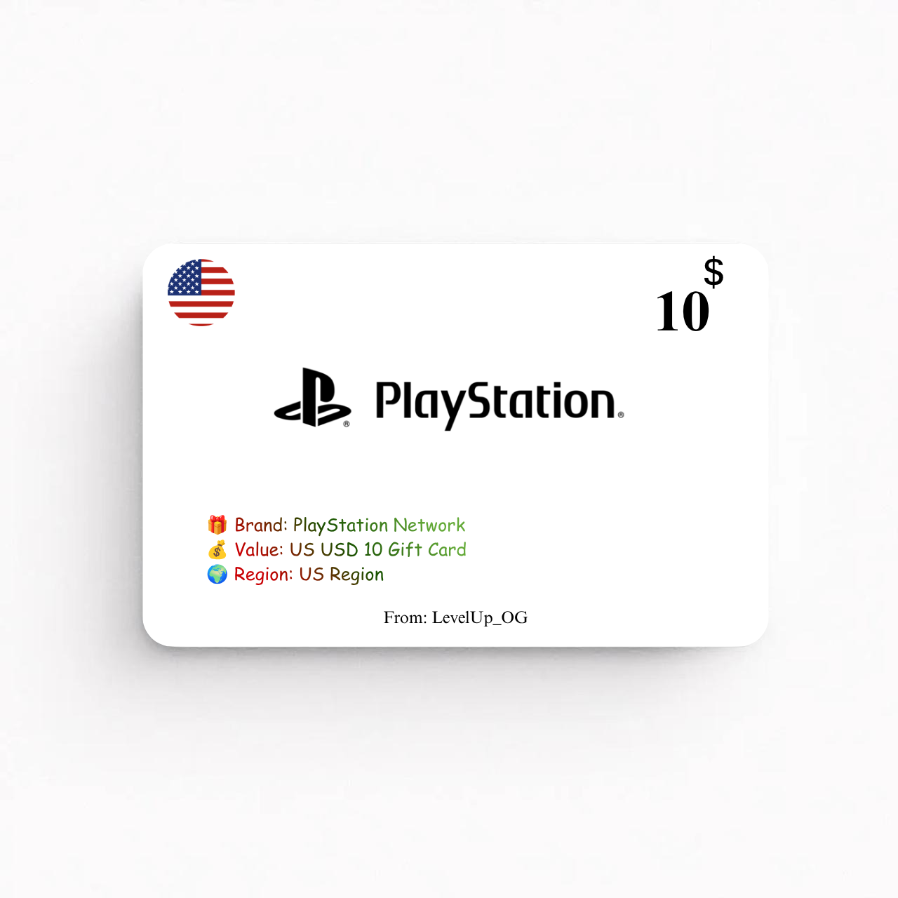 PlayStation Network | US USD 10 Gift Card | US Region