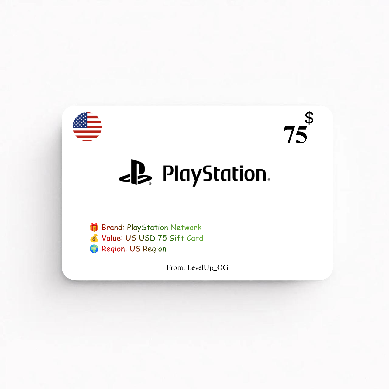 PlayStation Network | US USD 75 Gift Card | US Region