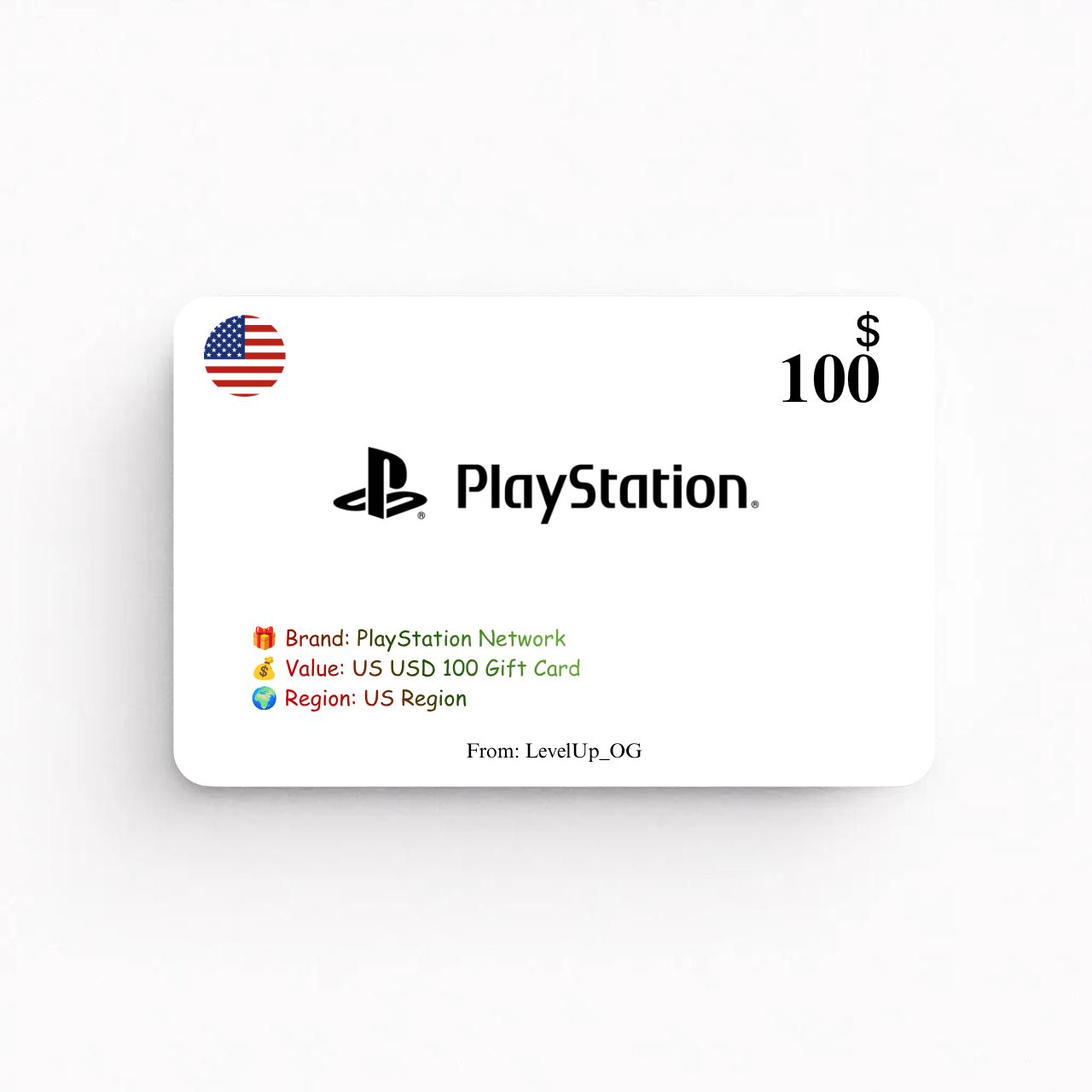 PlayStation Network | US USD 100 Gift Card | US Region
