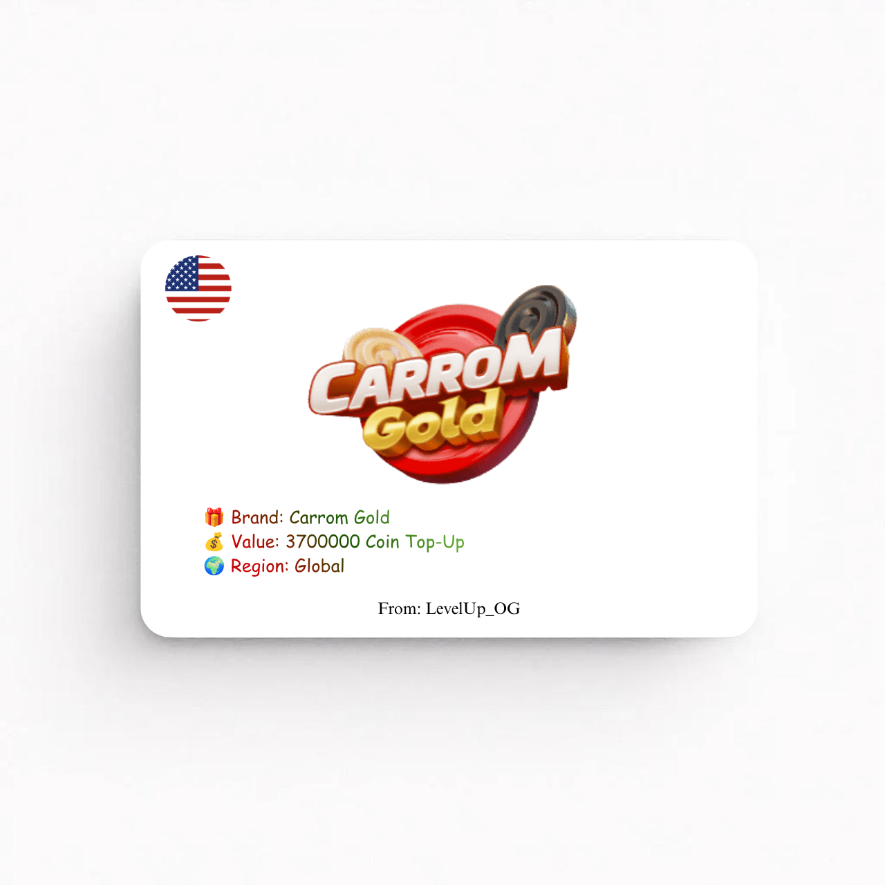Carrom Gold | 3700000 Coin Top-Up | Global
