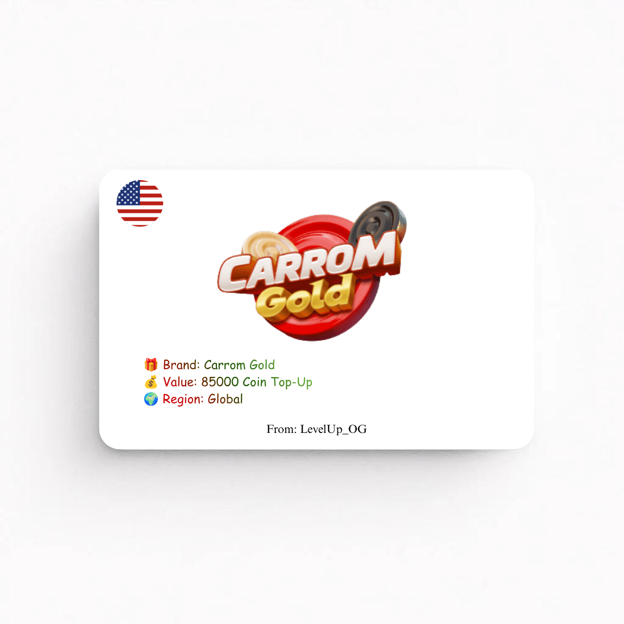 Carrom Gold | 85000 Coin Top-Up | Global