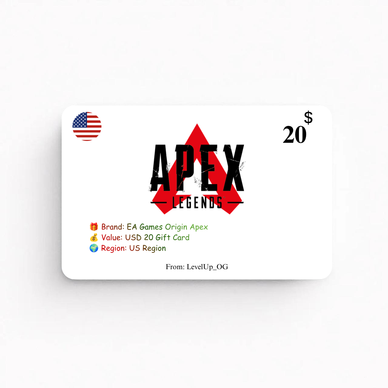 EA Games Origin Apex | USD 20 Gift Card | US Region