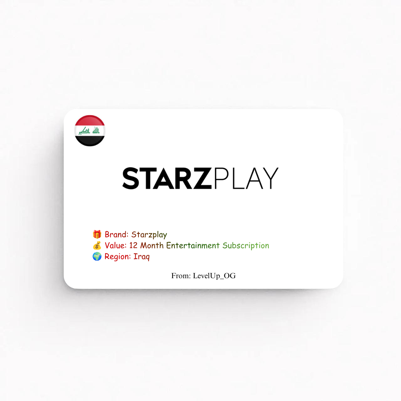 Starzplay | 12 Month Entertainment Subscription Subscription | Iraq