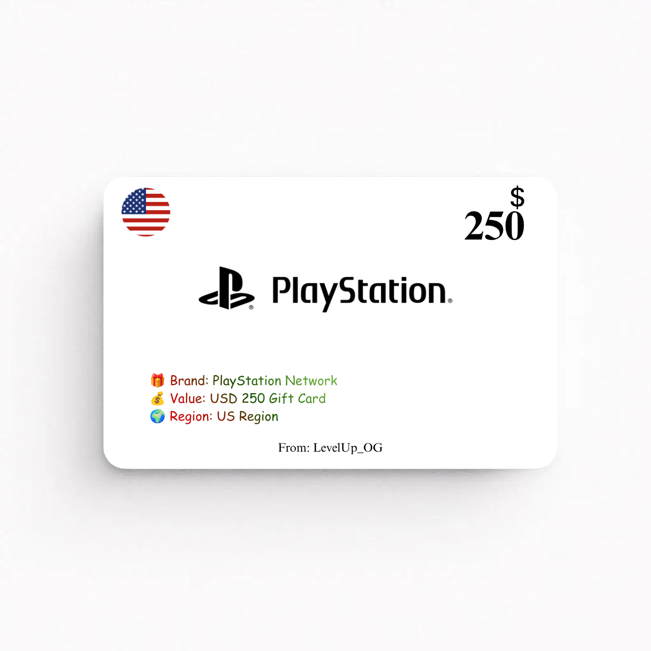 PlayStation Network | US USD 250 Gift Card | US Region