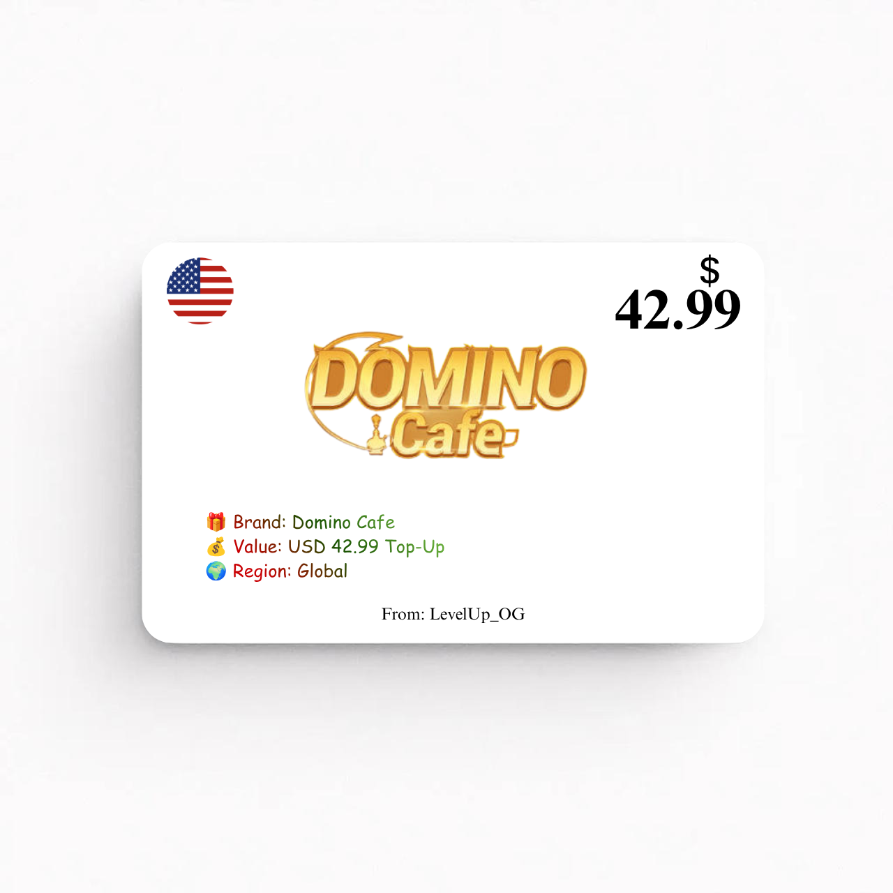 Domino Cafe | USD 42.99 Top-Up | Global