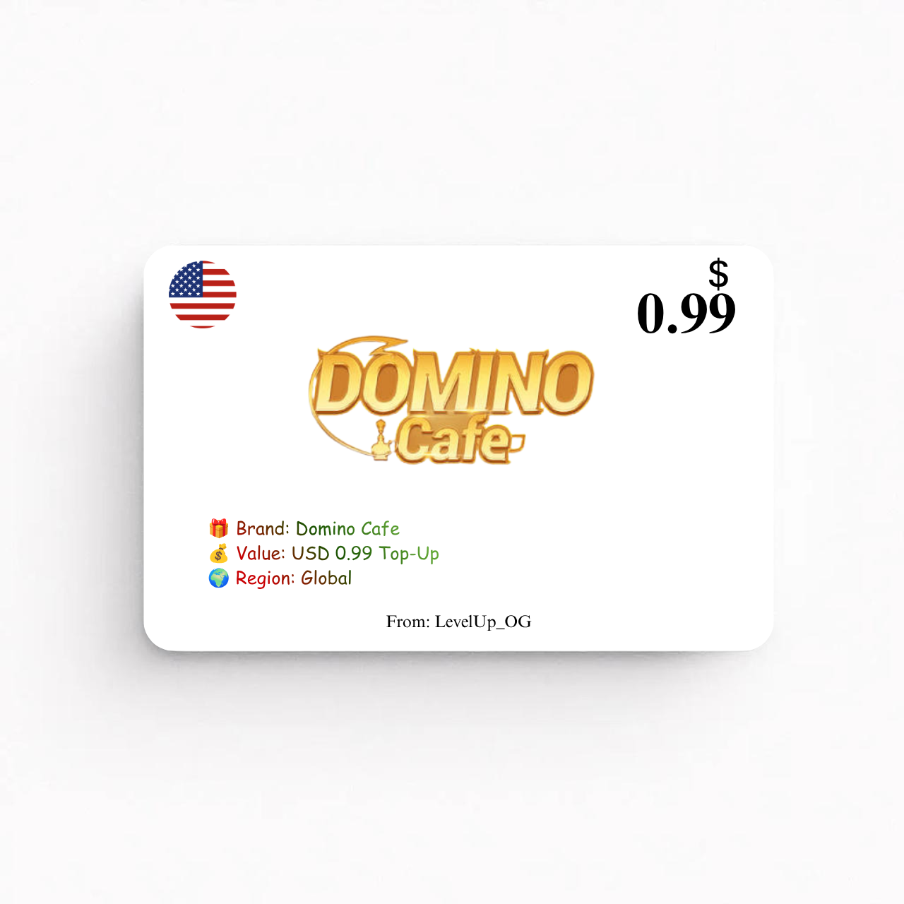 Domino Cafe | USD 0.99 Top-Up | Global