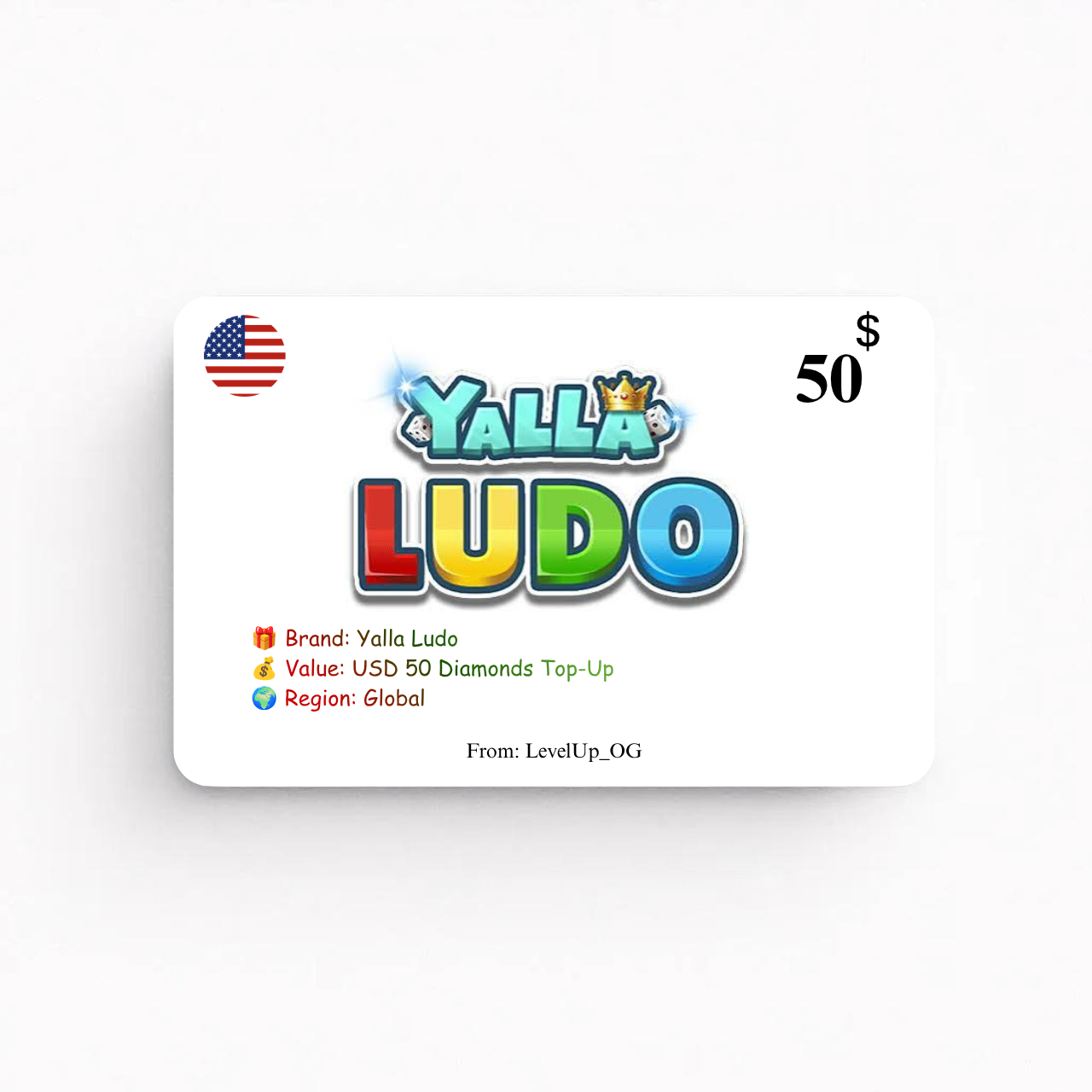 Yalla Ludo | USD 50 Diamonds Top-Up | Global