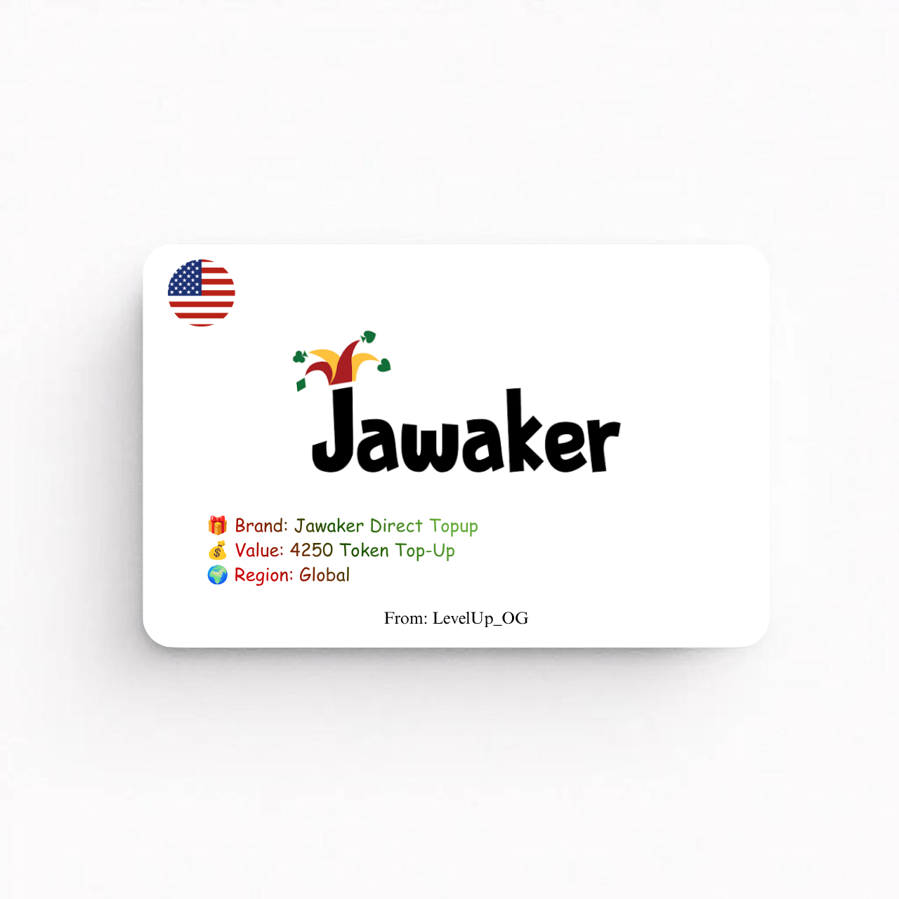 Jawaker Direct Topup | 4250 Token Top-Up | Global