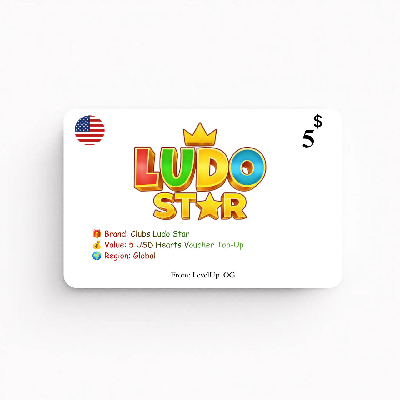 Clubs Ludo Star | 5 USD Hearts Voucher Top-Up | Global