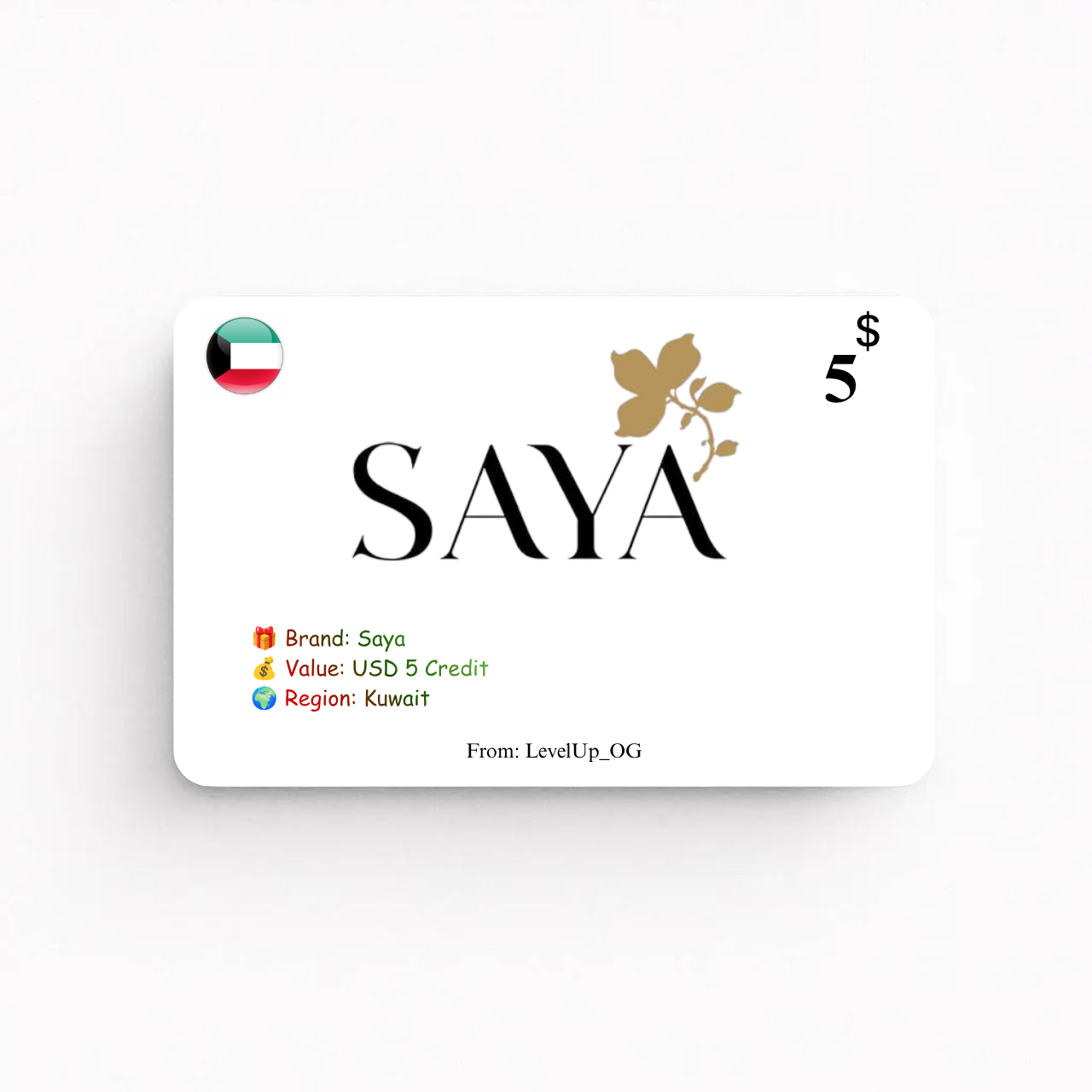 Saya | USD 5 Credit | Kuwait