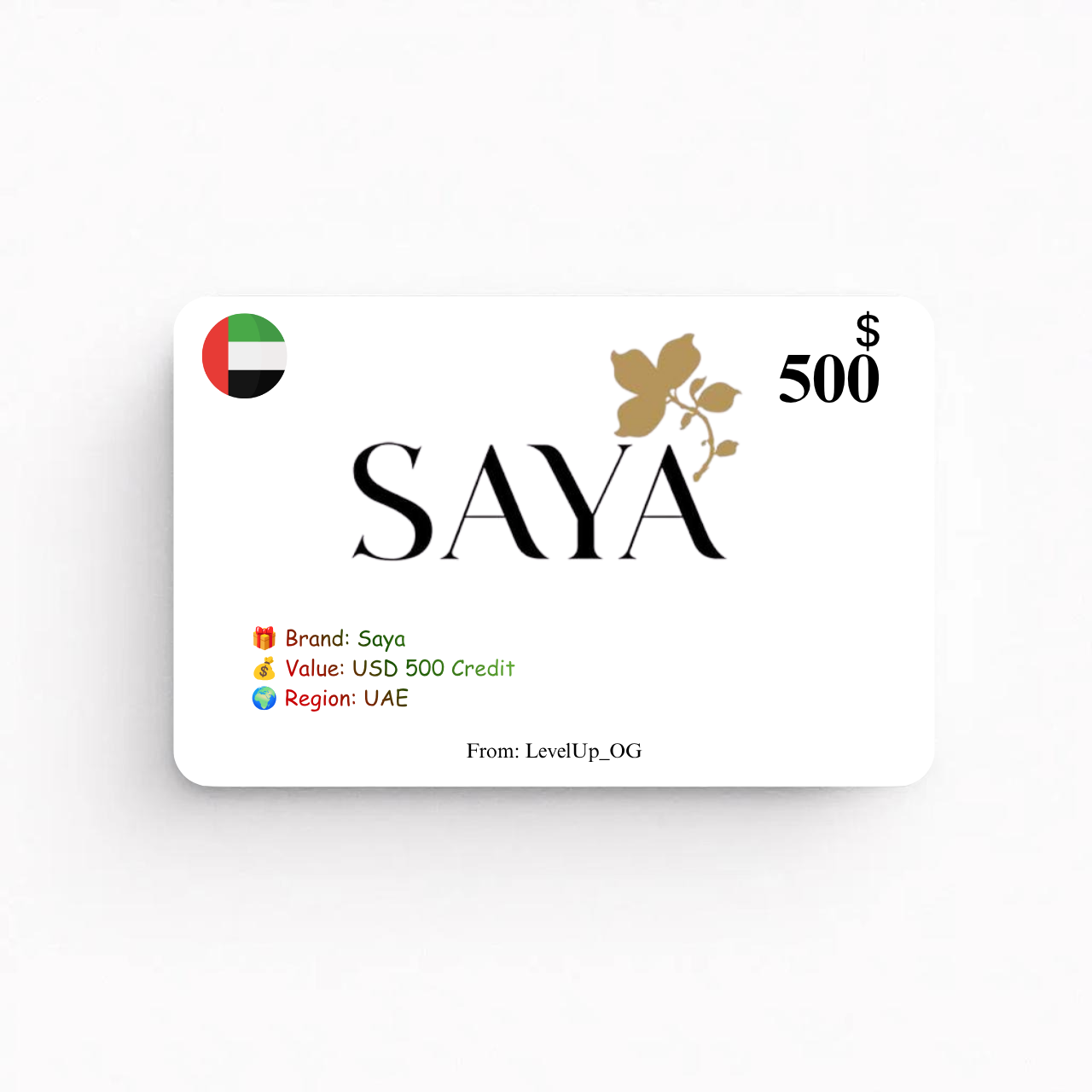 Saya | USD 500 Credit | UAE