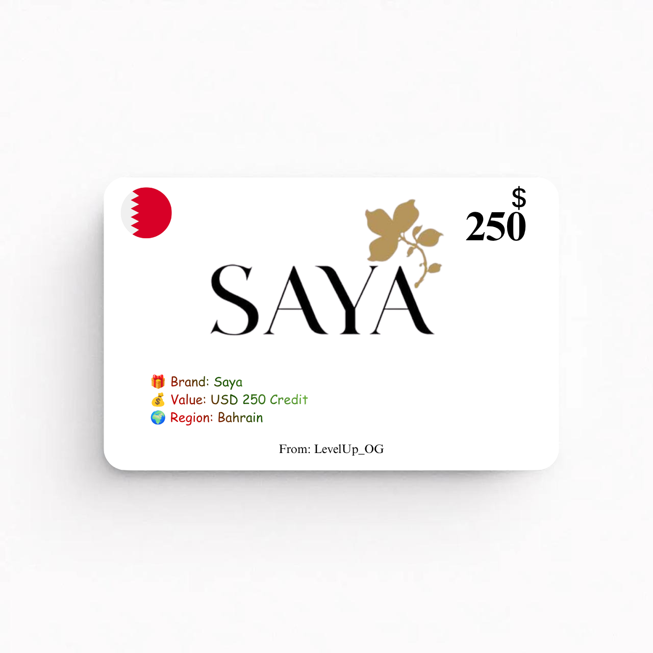 Saya | USD 250 Credit | Bahrain