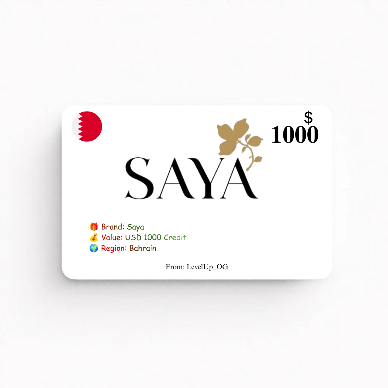 Saya | USD 1000 Credit | Bahrain