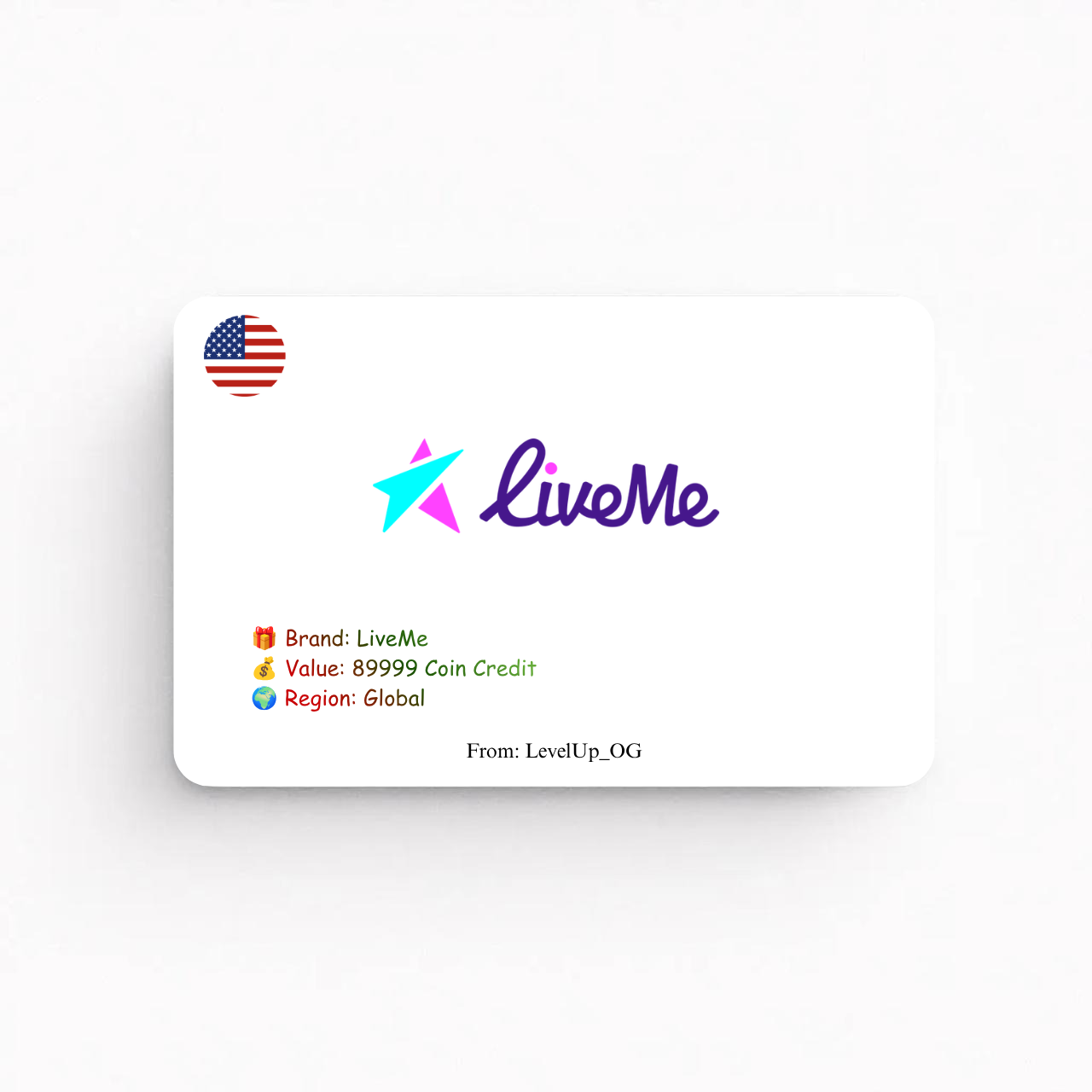 LiveMe | 89999 Coin Credit | Global