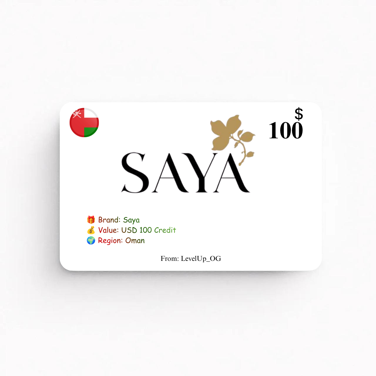 Saya | USD 100 Credit | Oman