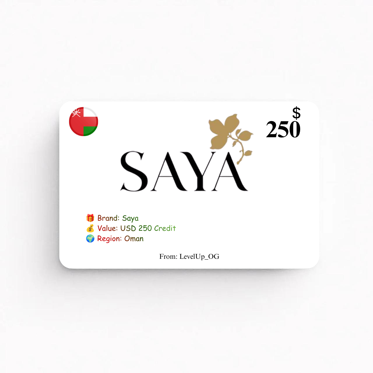 Saya | USD 250 Credit | Oman