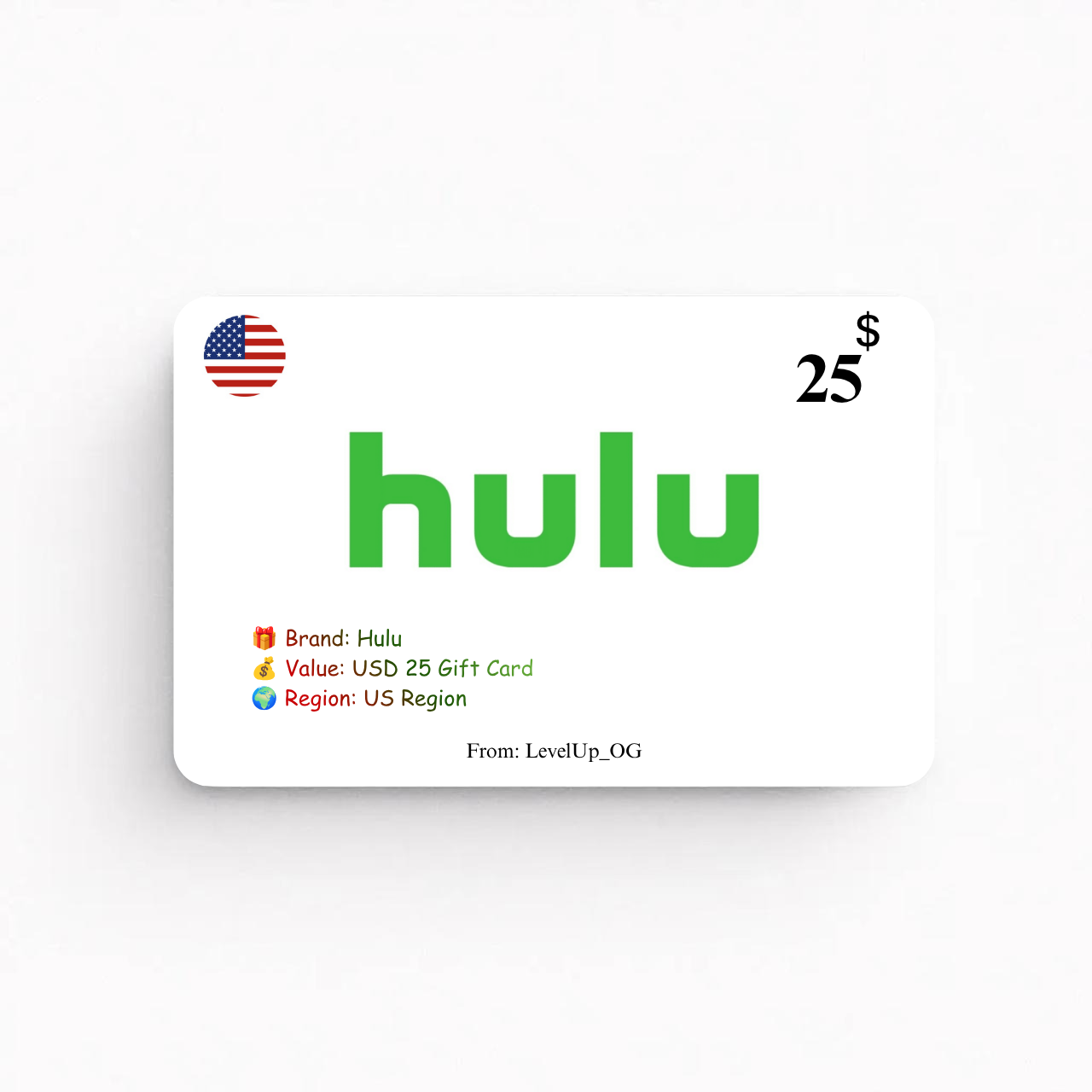 Hulu | USD 25 Gift Card | US Region