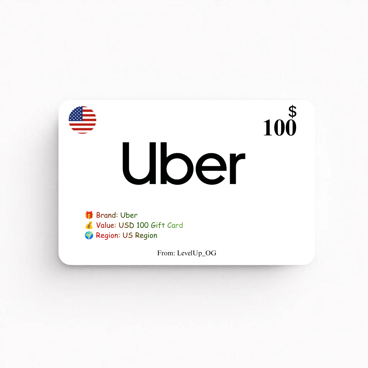 Uber | USD 100 Gift Card | US Region